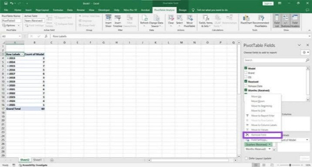 فیلتر جدول زمانی اکسل, فیلتر زمانی در اکسل