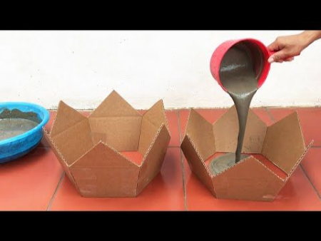 ساخت گلدان سیمانی, آموزش ساخت گلدان با کارتن