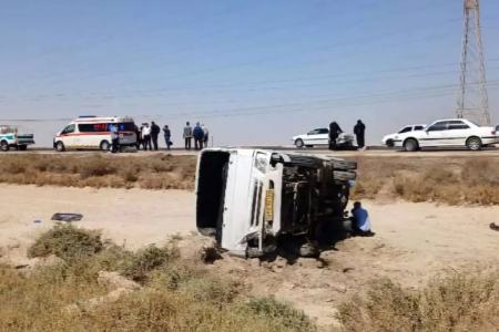 واژگونی مینی‌بوس در جاده آبادان – ماهشهر | ۱۴ نفر مصدوم شدند
