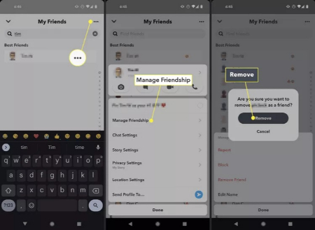 حذف دوستان اسنپ چت, پاک کردن لیست دوستان Snapchat