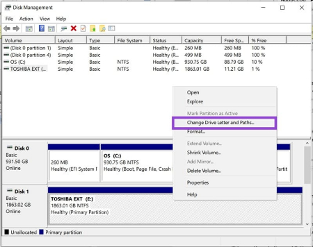 مشکل شناسایی هارد در ویندوز 11, تغییر برچسب هارد دیسک ویندوز 11