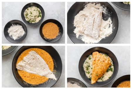 مراحل درست کردن ماهی هادوک با روکش پانکو