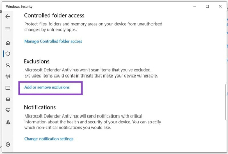 بازیابی فایل‌های حذف‌شده توسط Windows Defender, تنظیمات Windows Defender برای بازیابی فایل