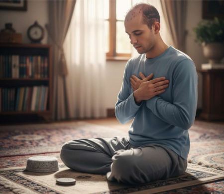 راهنمای کامل نماز خواندن بعد از کاشت مو (شامل احکام وضو، غسل و نحوه سجده)