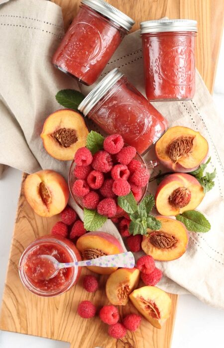 طرز تهیه مربای تمشک و هلو، حفظ طعم تابستان